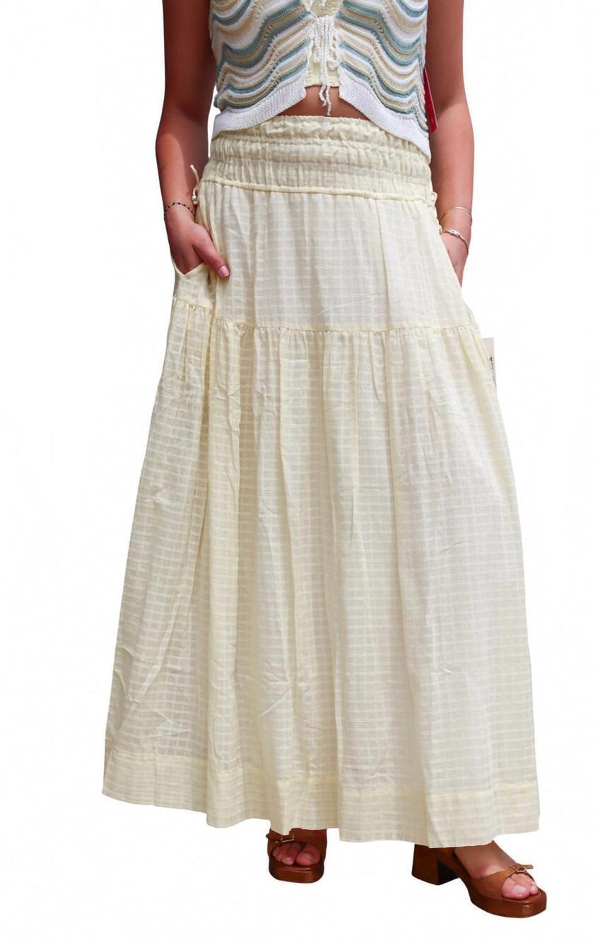 NEW ELAN side tassel textured maxi skirt in yellow